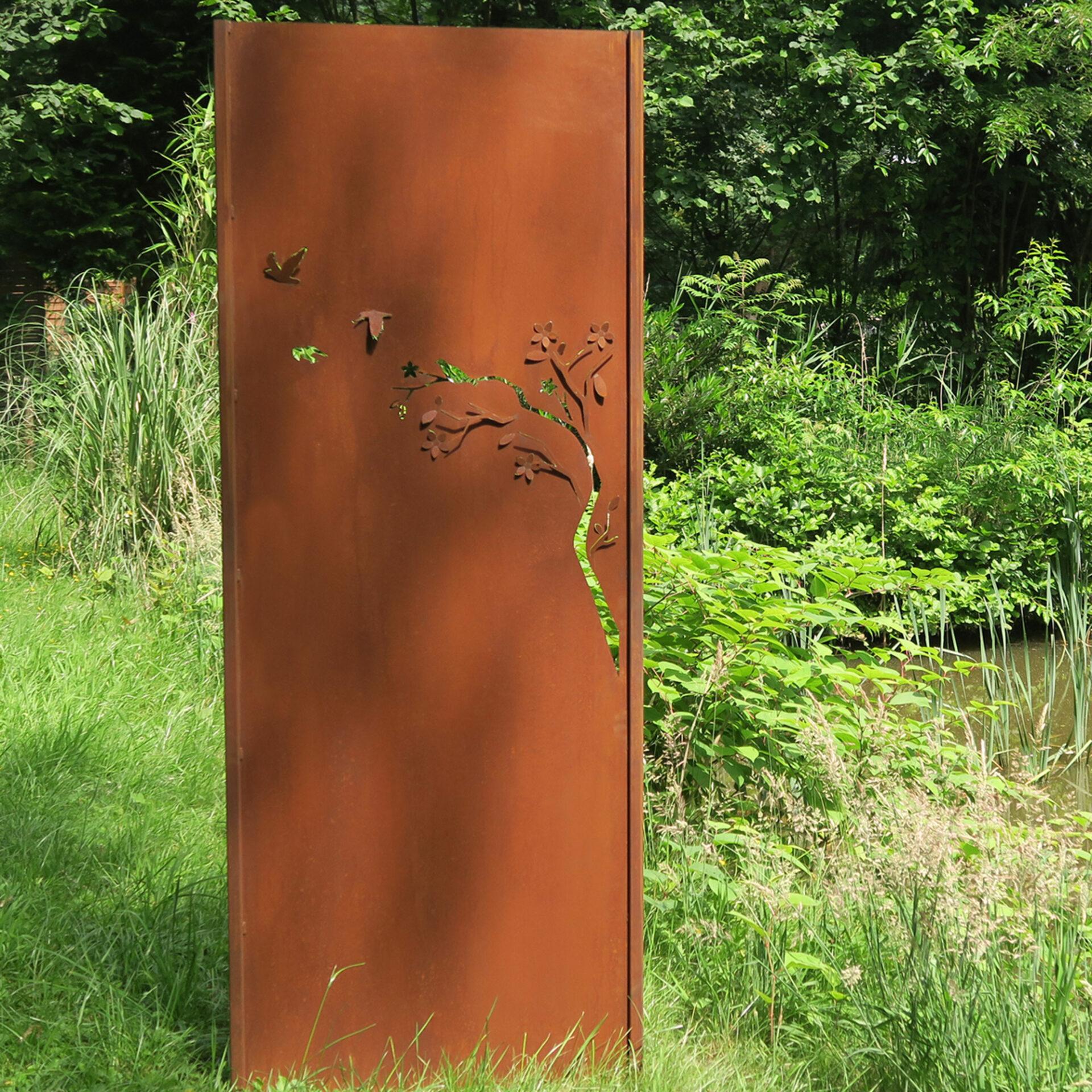 Muro de acero para jardín - "Enjambre 1" - Adorno moderno para exterior - 75 x 195 cm - Mixed Media Art de Stefan Traloc