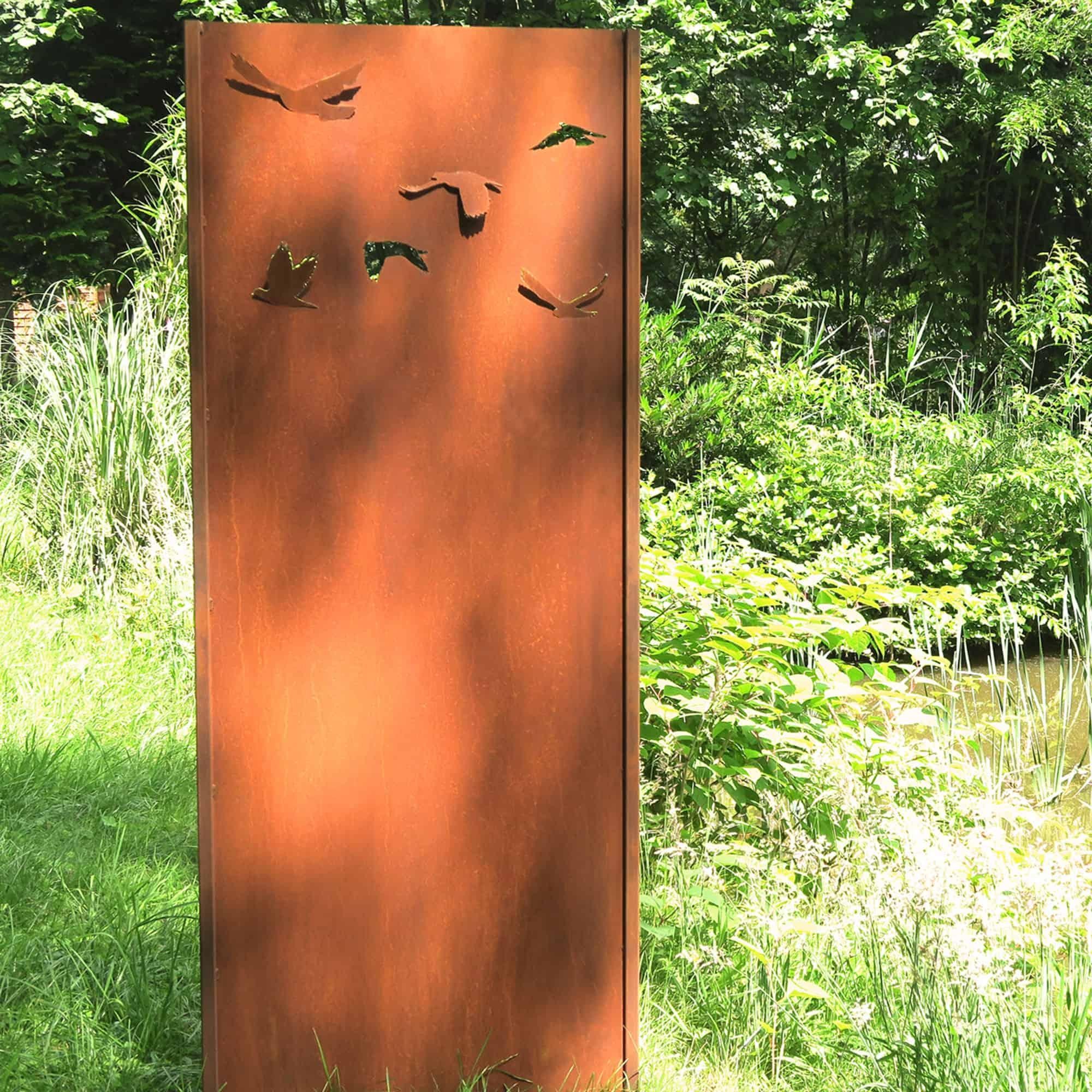 Muro de acero para jardín - "Enjambre 3" - Adorno moderno para exterior - 75 x 195 cm