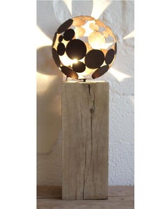 Ball - Indoor Lampon on oak stand - iron oxide