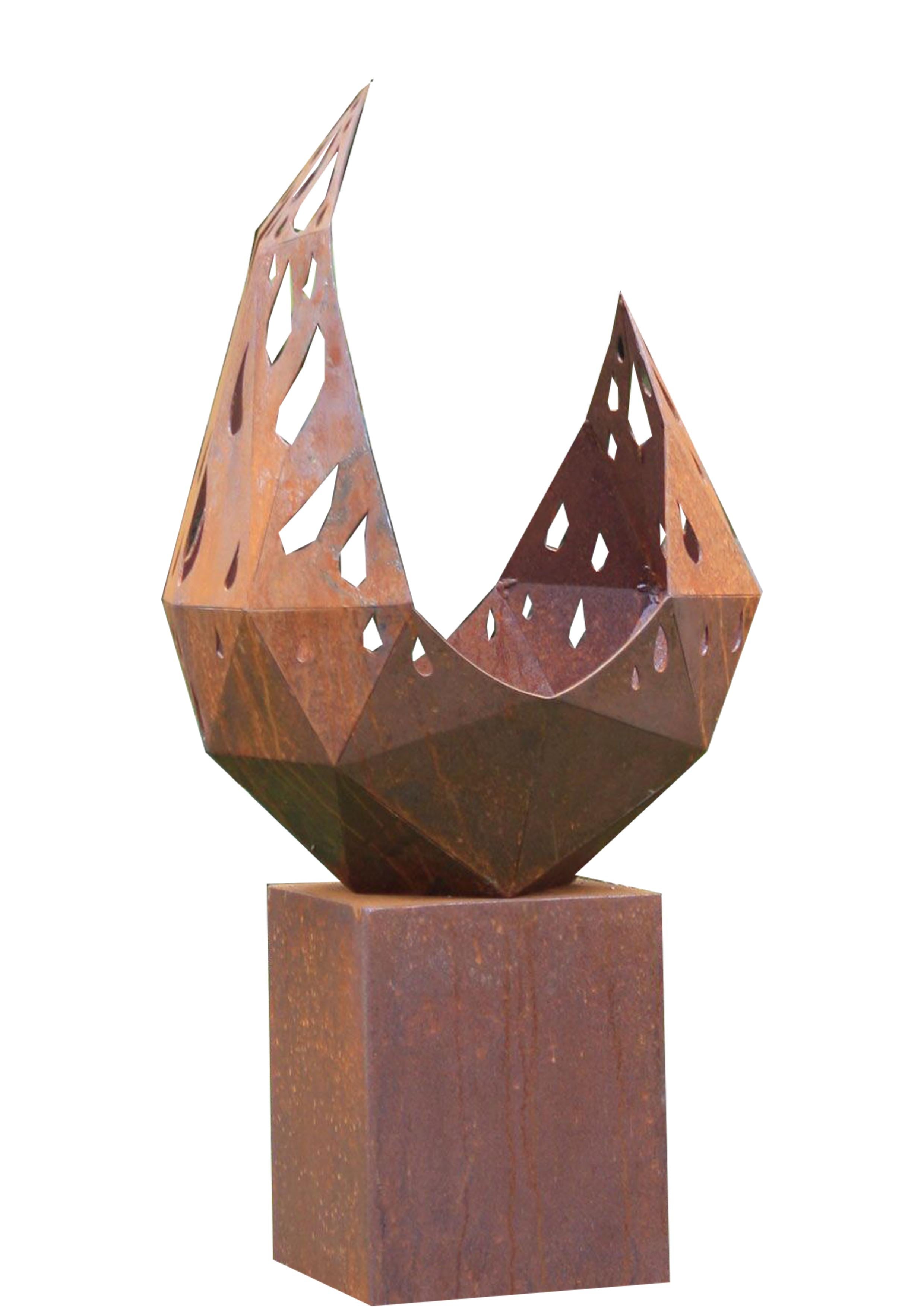Firepit - "Drop" with angled pedestal - small - Art by Stefan Traloc