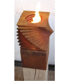 Garden Torch - "Cube" on a oak column - handmade outdoor ornament - set of six