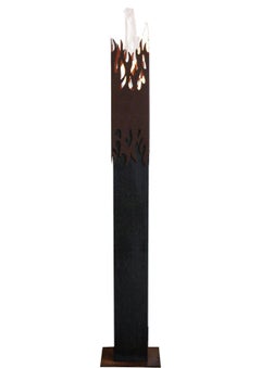 Garden Torch - "Flame" on a dark oak pedestal - unique handmade ornament