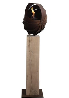Garden Torch on Oak Column - "Ammon" - handmade & unique art object decoration
