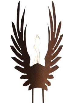 Garden Torch "Wings" - Oak Column and Oxidated