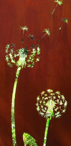 Garden Wall -"Diptych Dandelion"- Steel -Modern Outdoor Ornament- 150 x 195 cm