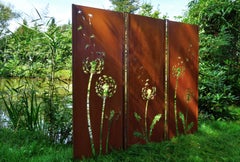 Garden Wall - Triptych Dandelion - Steel -Modern Outdoor Ornament - 225×195 cm