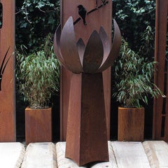 German Steel Fireplace - "Blossom II" - outdoor ornament - medium conus base