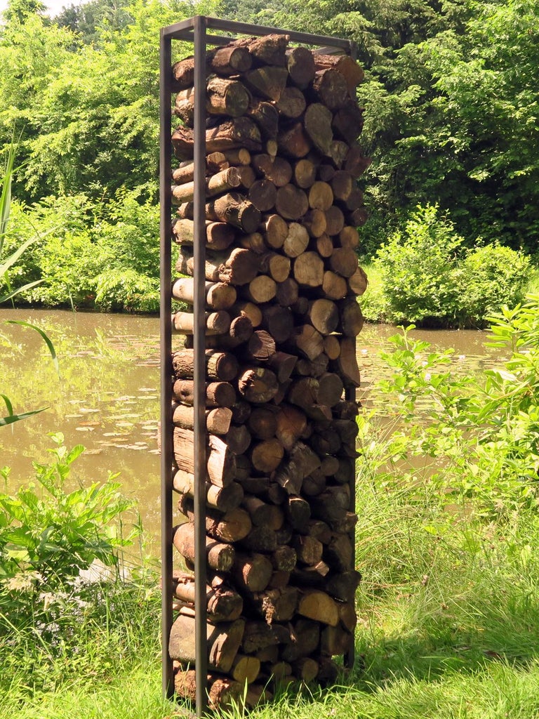 Stefan Traloc - German Steel - Firewood Rack - outdoor ornament For Sale  at 1stDibs