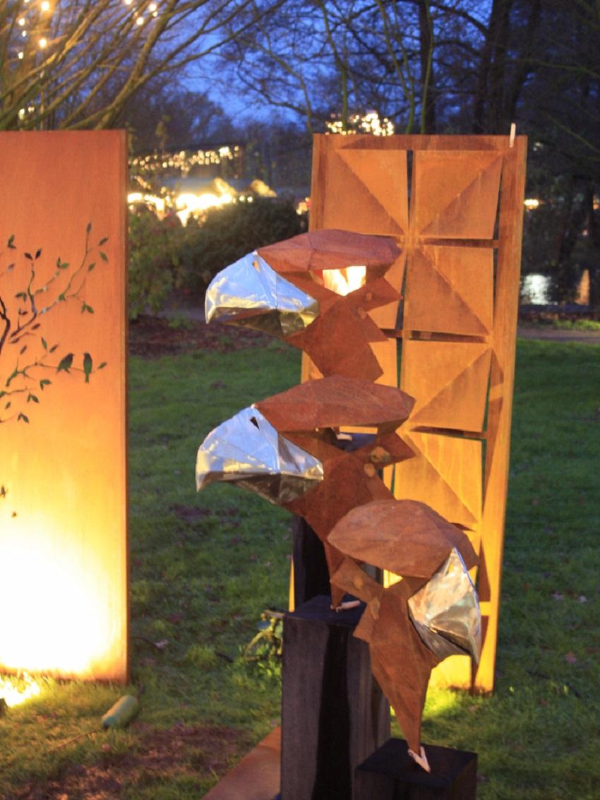 Sculpture polygonale allemande en acier - « aigle » sur un piédestal en chêne oxydé - faite à la main en vente 5