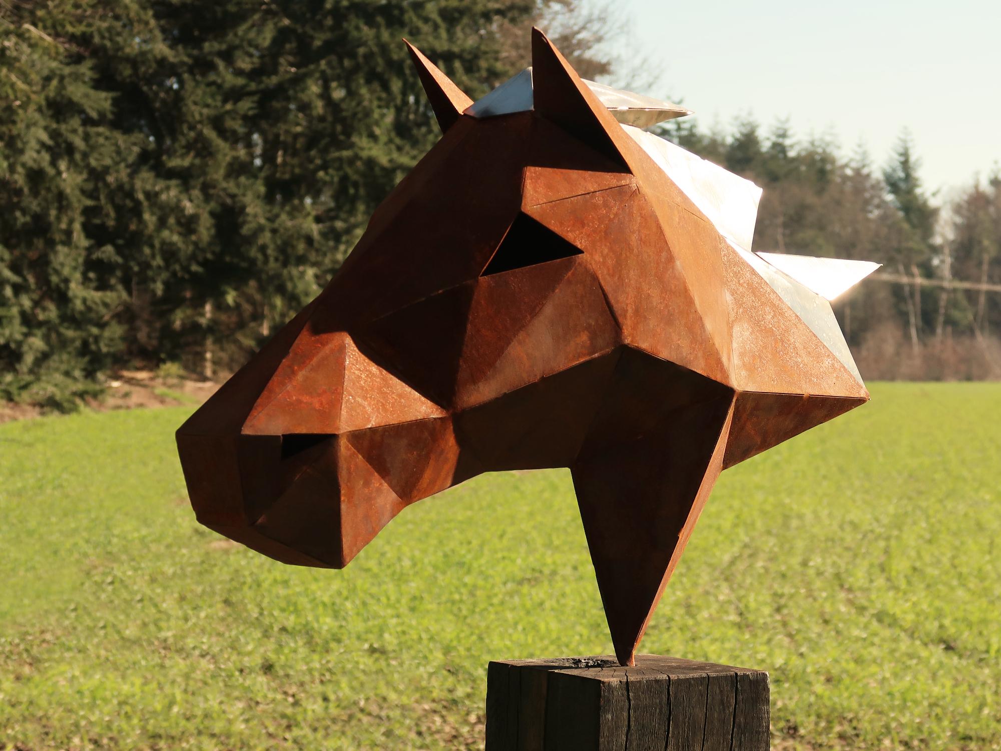 Sculpture polygonale allemande en acier - 