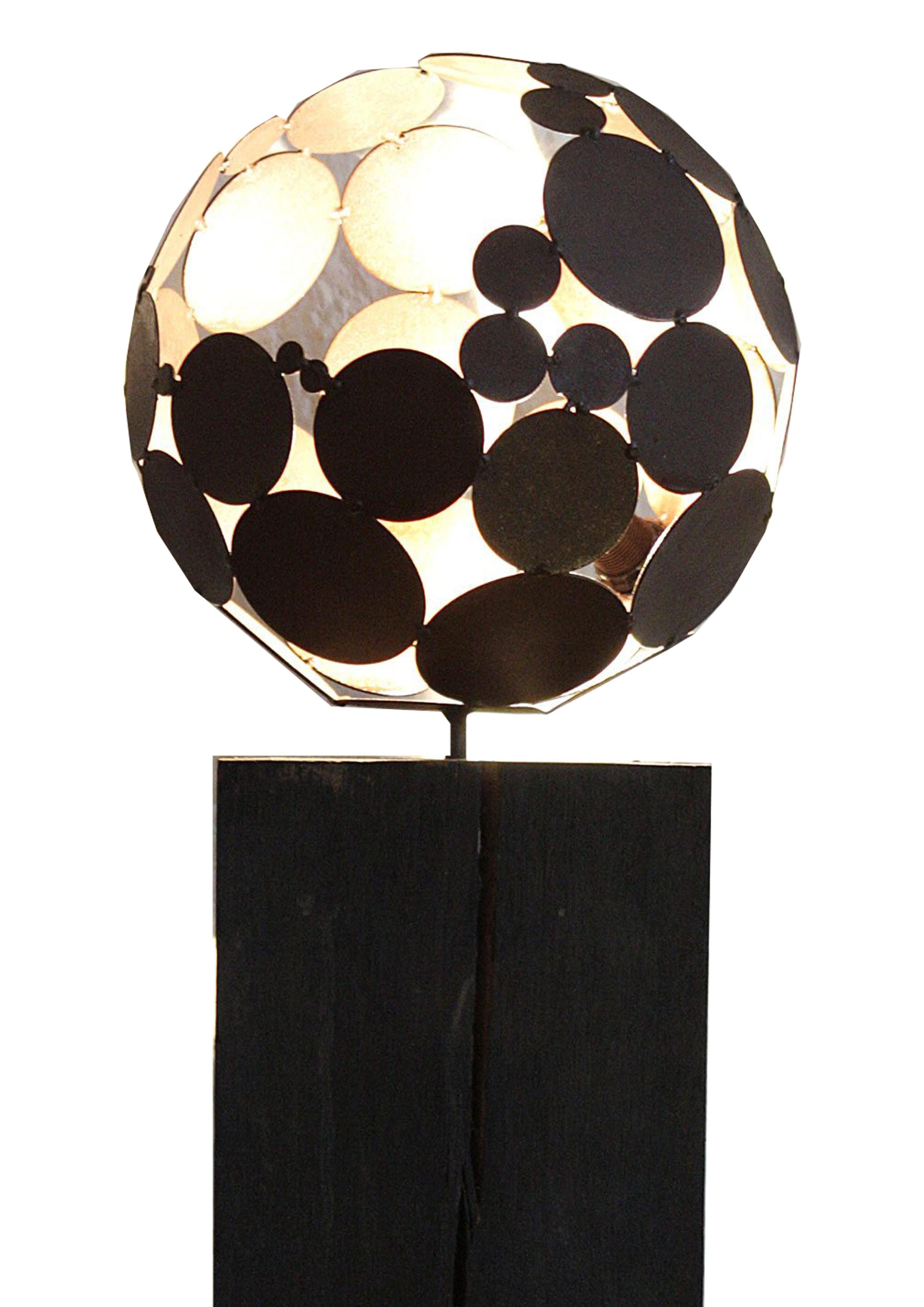Indoor Lamp - "dark" on iron oxide oak stand - Art by Stefan Traloc
