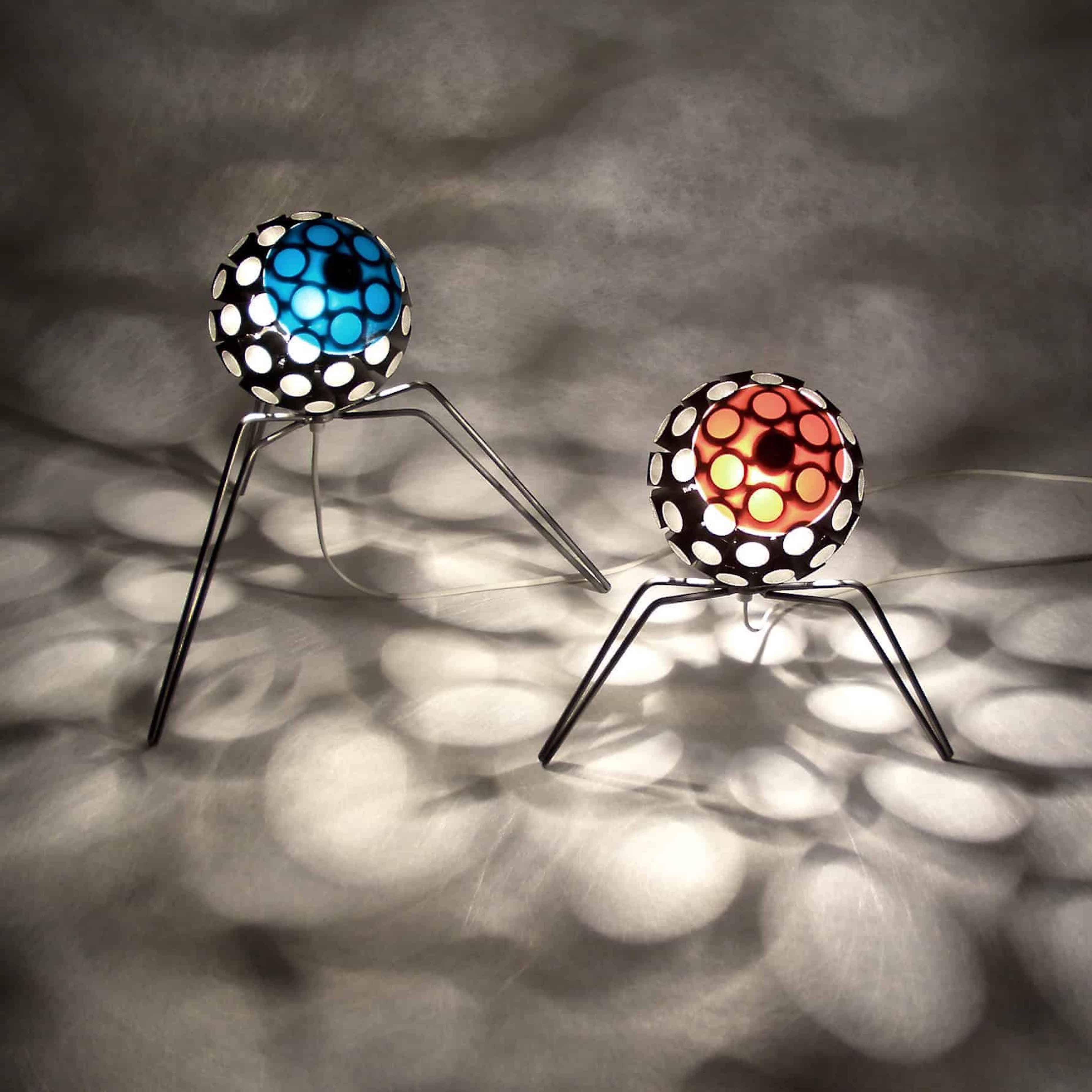 Stefan Traloc Abstract Sculpture -  Interior Lamp - "Virus" with shadow projection - unique contemporary - Set