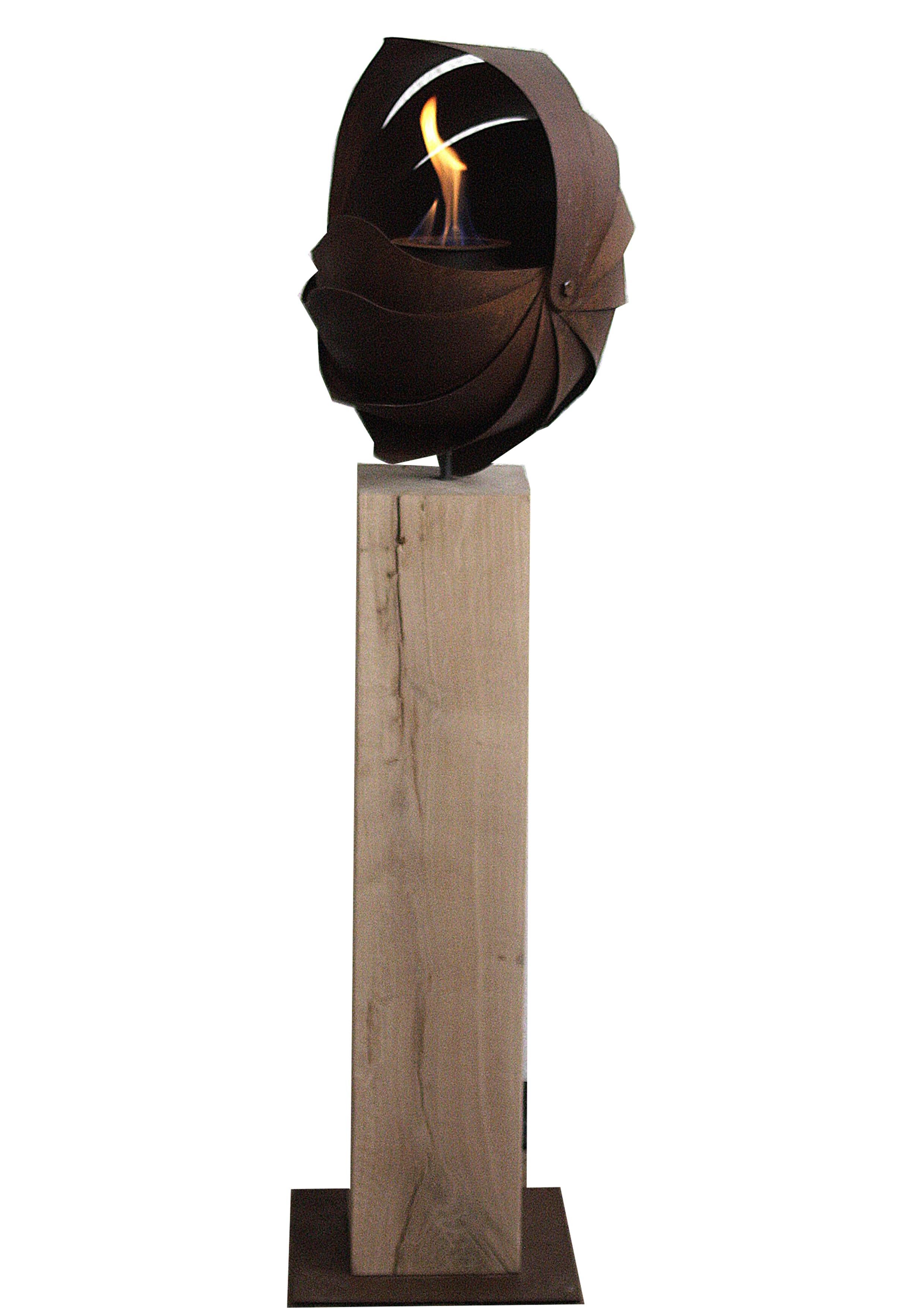 Säulen- und Gartentorch aus Eichenholz – „Ammon““ – handgefertigte und einzigartige Kunstobjektdekoration (Art déco), Art, von Stefan Traloc