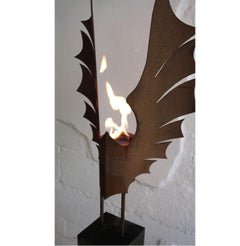 Garden Torch - "Wings", on dark oxidated column - handmade art object