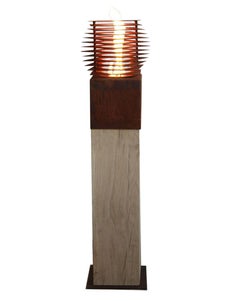 Oak Column & Garden Torch - "Cube" - straight handmade art object