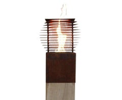 Oak Column & Garden Torch - "Cube" - Straight - Handmade