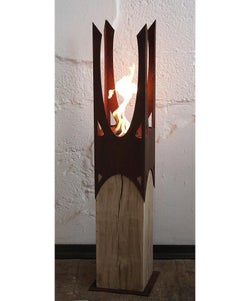 Oak Column & Garden Torch "Nature Crown" - Handmade Art Object