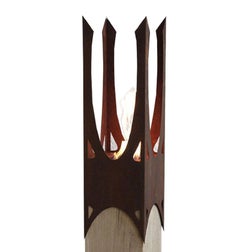 Oak Column & Garden Torch - "Nature Crown" - handmade art object
