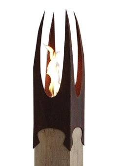 Oak Column & Garden Torch "Nature Crown" - handmade unique art decoration