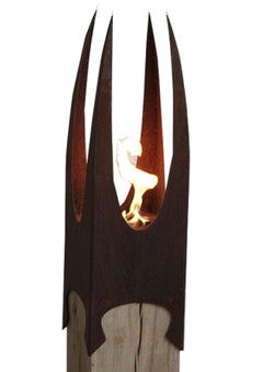 Columna de Roble y Antorcha de Jardín - "Corona de la Naturaleza" - objeto de arte único hecho a mano