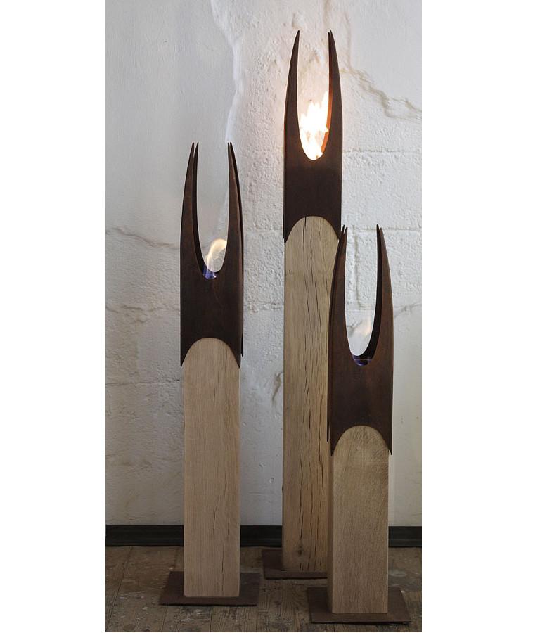 colonne de chêne et torche de jardin - « Nature Crown » - objet d'art unique fait à la main en vente 1