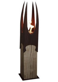 Oak Column & Garden Torch - "Nature Crown" - handmade unique art object