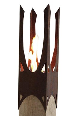 Eichenholz-Säulen- und Gartentorch - ""Naturkrone"" - straight handgefertigte einzigartige Kunst