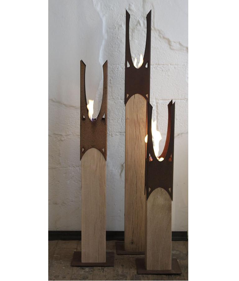 colonne de chêne et torche de jardin - « Nature Crown » - art unique fait à la main en vente 1