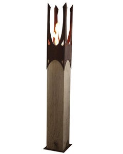 Oak Column & Garden Torch - "Nature Crown" - straight handmade unique art 