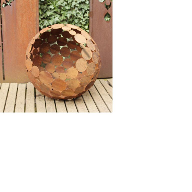 Outdoor Fire Pit - "Globe" - iron oxide - tall height - Art by Stefan Traloc