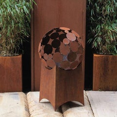 Outdoor Firepit -"Globe" with angled pedestal-for Bio ethanol- 40Ø -small height