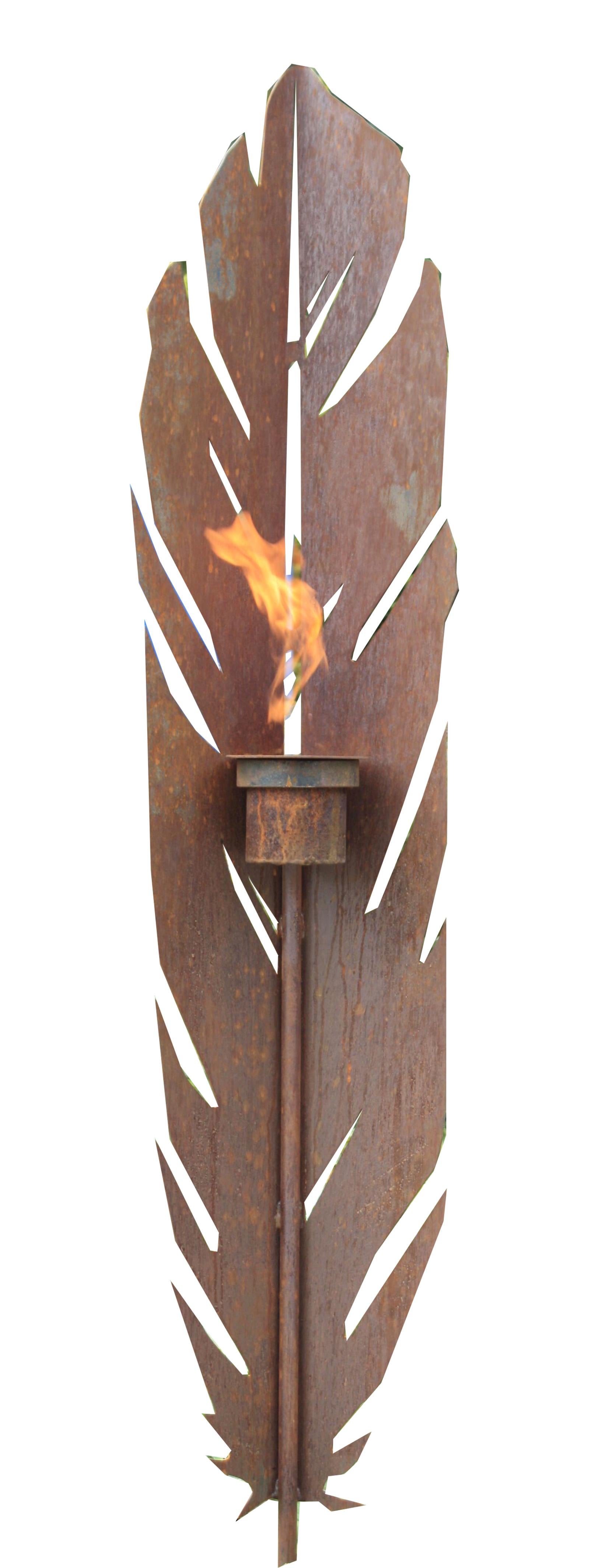 Outdoor Garden Torch - "Feather" - unique ornament - Mixed Media Art by Stefan Traloc