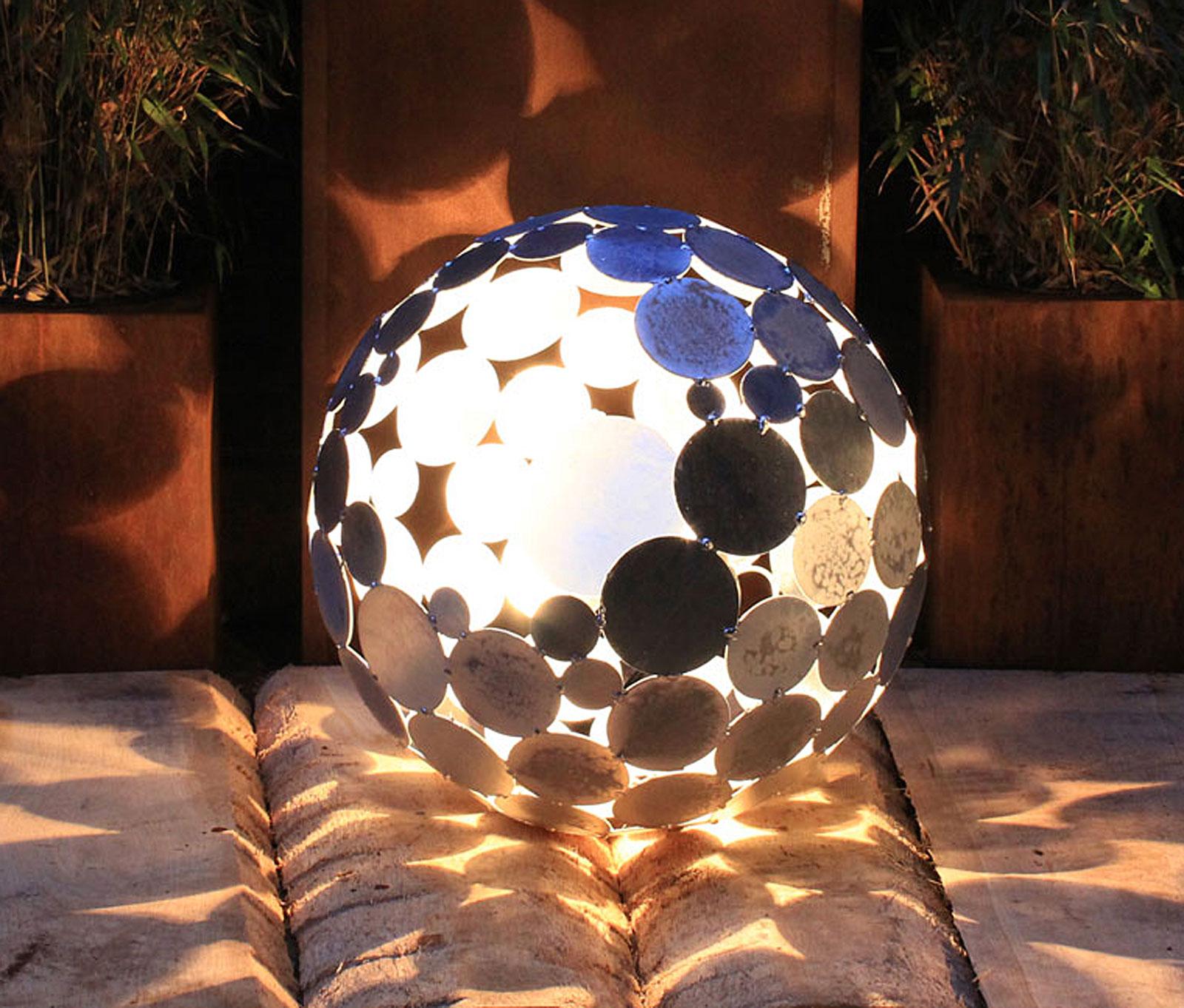 Outdoor Lamp - "Globe" galvanised - art garden decoration - 55cm - Art by Stefan Traloc