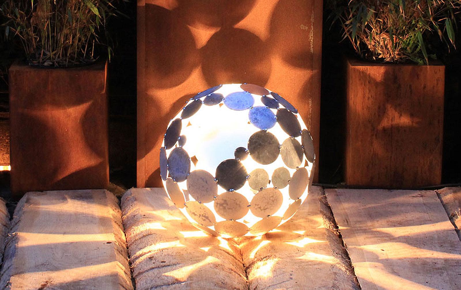 Outdoor Lamp - "Globe" galvanised - art garden decoration - 40cm - Art by Stefan Traloc