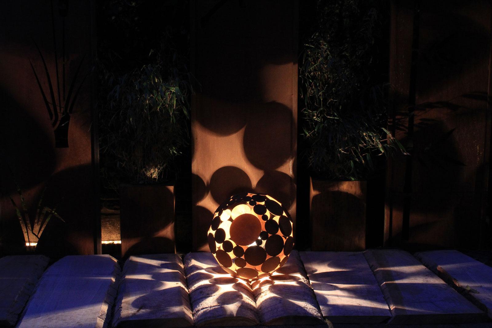 Outdoor Lamp - "Globe" iron oxide - outdoor ornament - 40cm - Art by Stefan Traloc