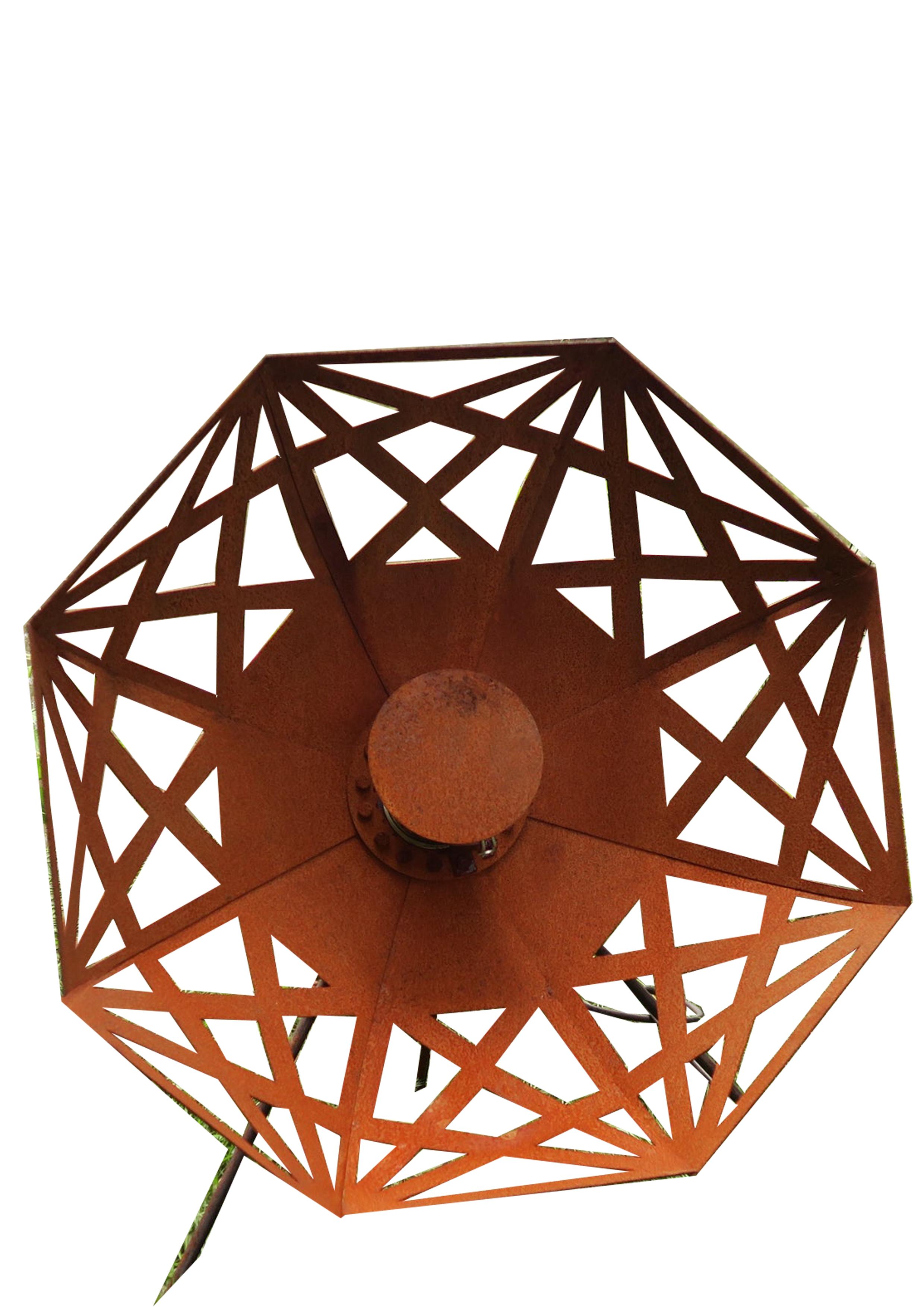 Outdoor Lamp - "Umbrella" (Beta) - Rusty - art garden decoration - 70cm - Mixed Media Art by Stefan Traloc