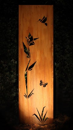 Steel Garden Wall - "Origami" - Modern Outdoor Ornament - 54 × 195 cm