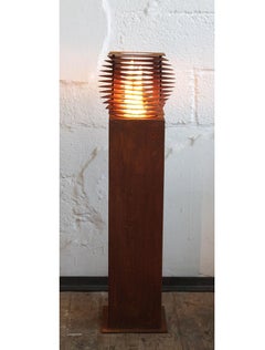 Steel Column and Garden Torch - "Cube" - handmade