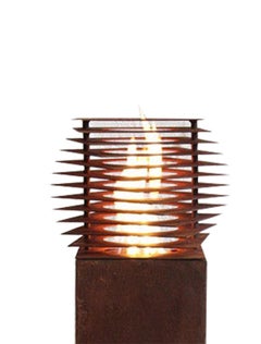 Steel Column and Garden Torch - "Cube" - handmade unique art object