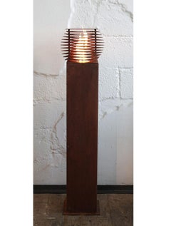 Steel Column and Garden Torch - "Cube" - handmade unique art object