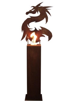 Steel Column and Garden Torch - "Dragon" - handmade art object decoration