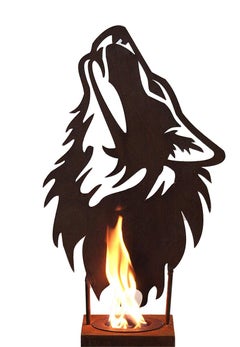 Steel Column and Garden Torch - "Wolf" - handmade unique art