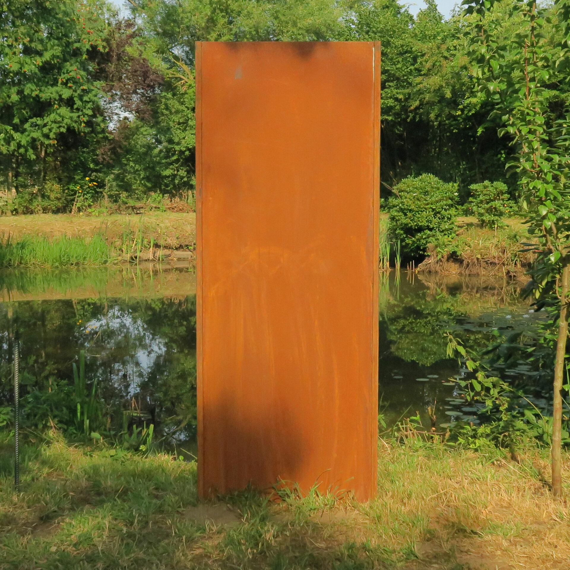 Steel Garden Wall - "Blanc" - Modern Outdoor Ornament - 75×195 cm - Mixed Media Art by Stefan Traloc