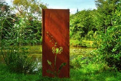 Steel Garden Wall - "Dandelion clock_1" - Modern Outdoor Ornament - 75×195 cm