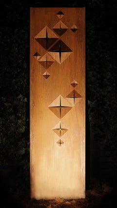 Steel Garden Wall - "Diamonds" - Modern Outdoor Ornament - 54x195 cm