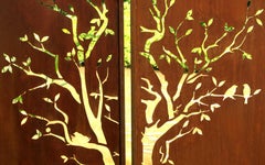 Steel Garden Wall - "Diptych Tree" - Modern Outdoor Ornament - 150 x 195 cm