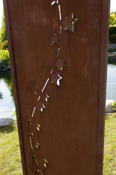 Parete da giardino in acciaio - "Edera" - Ornamento moderno per esterni - 54x195 cm