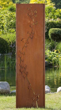 Steel Garden Wall - "Ivy" - Modern Outdoor Ornament - 54x195 cm