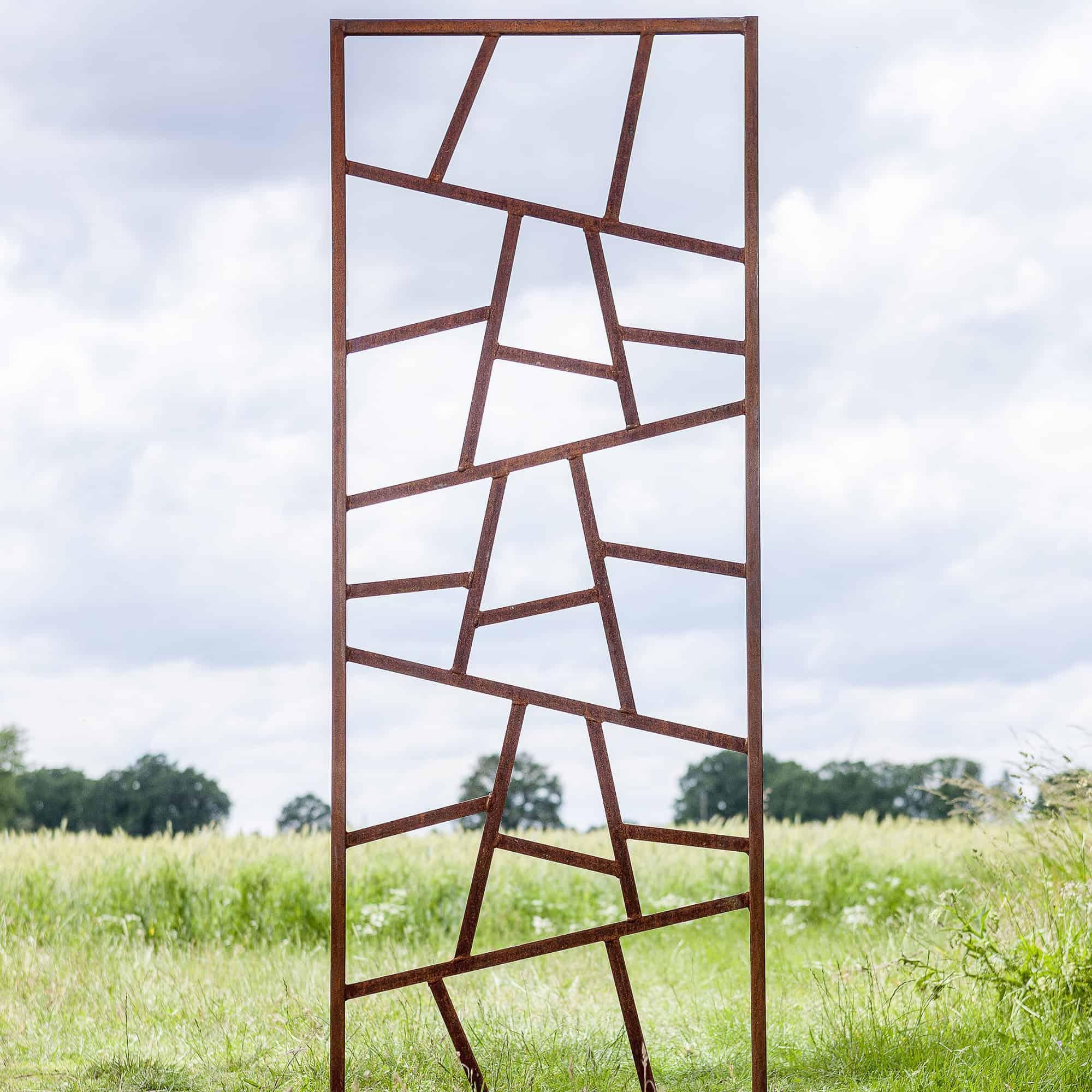 Steel Garden Wall - "Plant Climbing Wall" - modern outdoor ornament - 75×195 cm - Mixed Media Art by Stefan Traloc