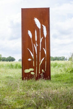 Steel Garden Wall - "Pond 1" - Modern Outdoor Ornament - 75x195 cm